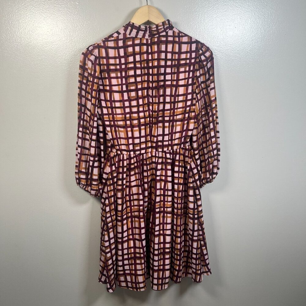 Gal Meets Glam Lindsey Windowpane Dress Size 0 Tie Neck Twee Work Office Preppy - Picture 3 of 12